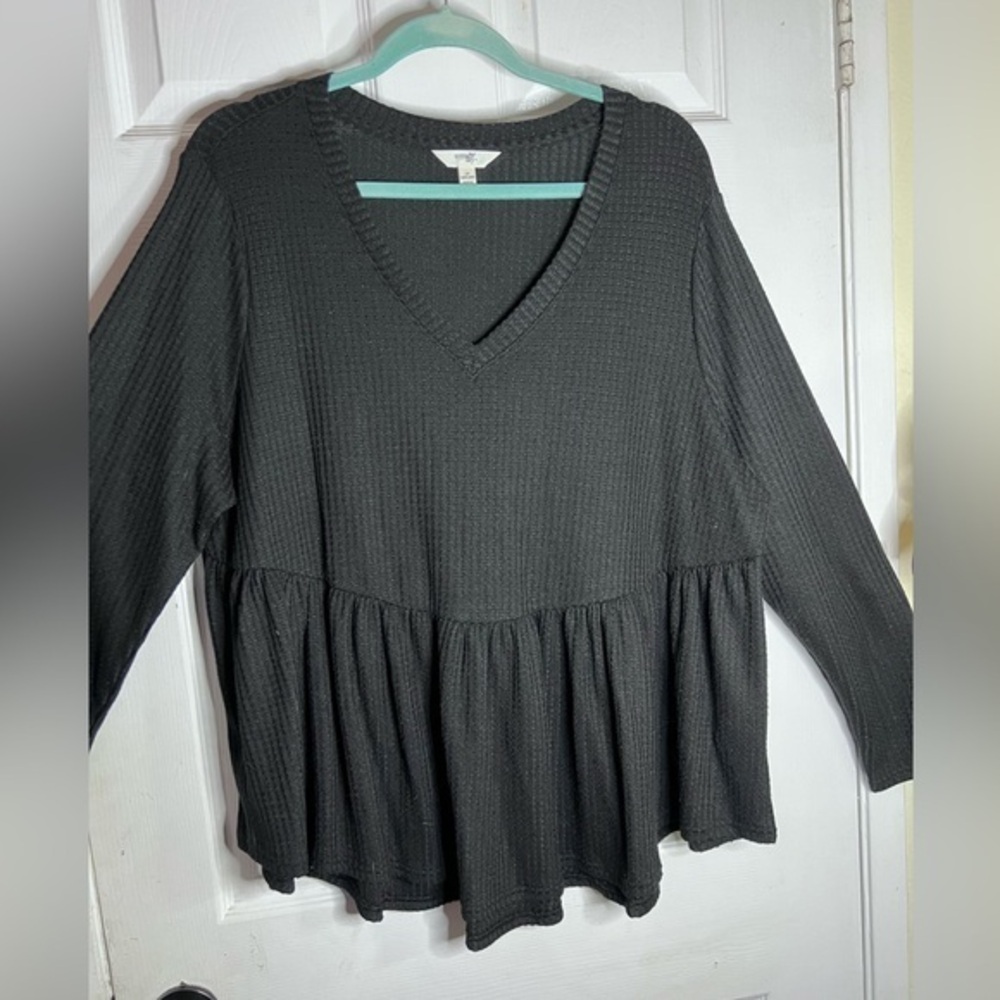 Terra & Sky Women’s Plus Size Waffle Swing Top, Size 1XL